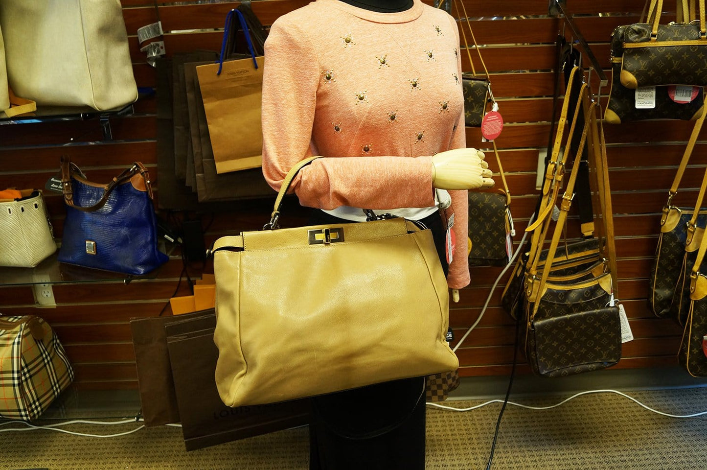 FENDI Brown Ombre Leather Peekaboo Large Satchel Bag