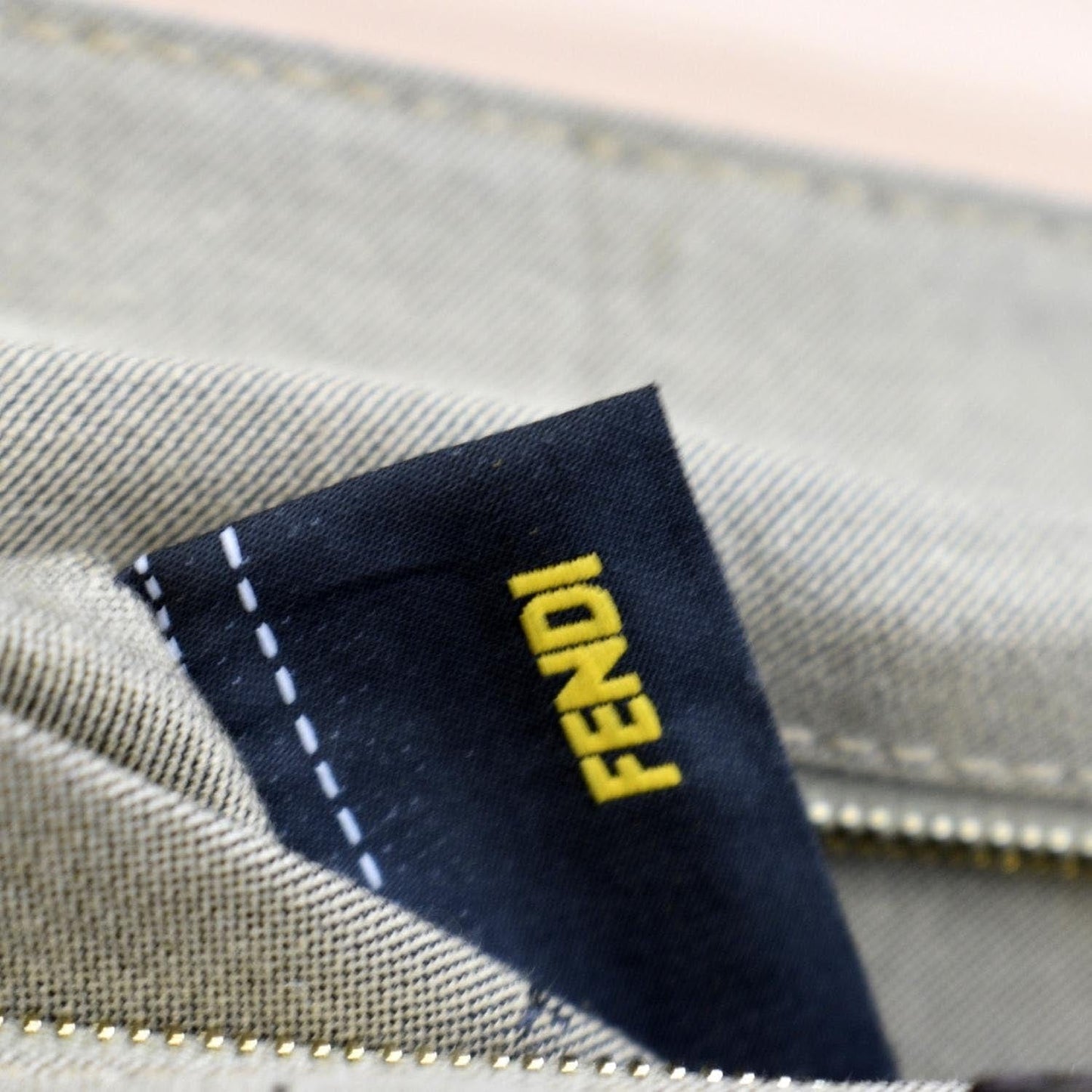 FENDI Claudia Pequin Embossed Leather Crossbody Bag Beige