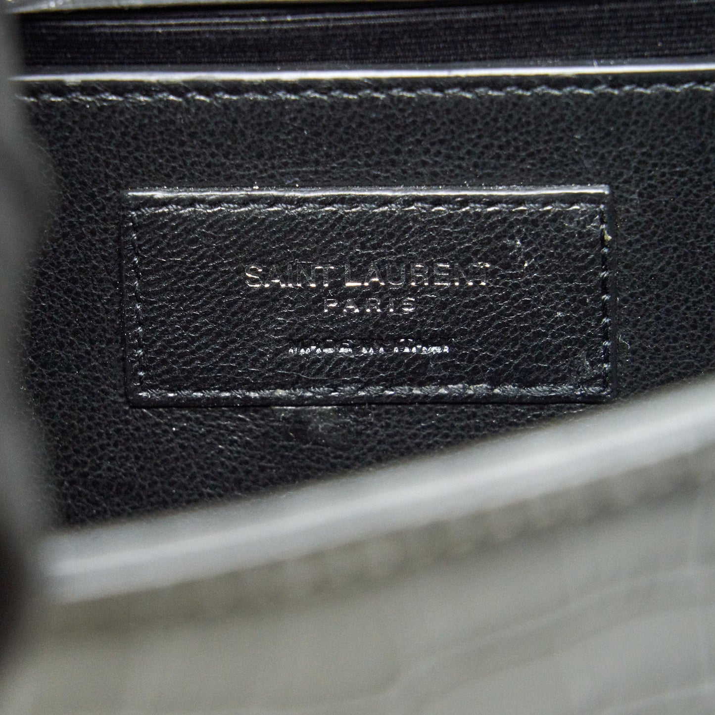 Saint Laurent Kate Tassel Croc Embossed Calfskin Grey SHW