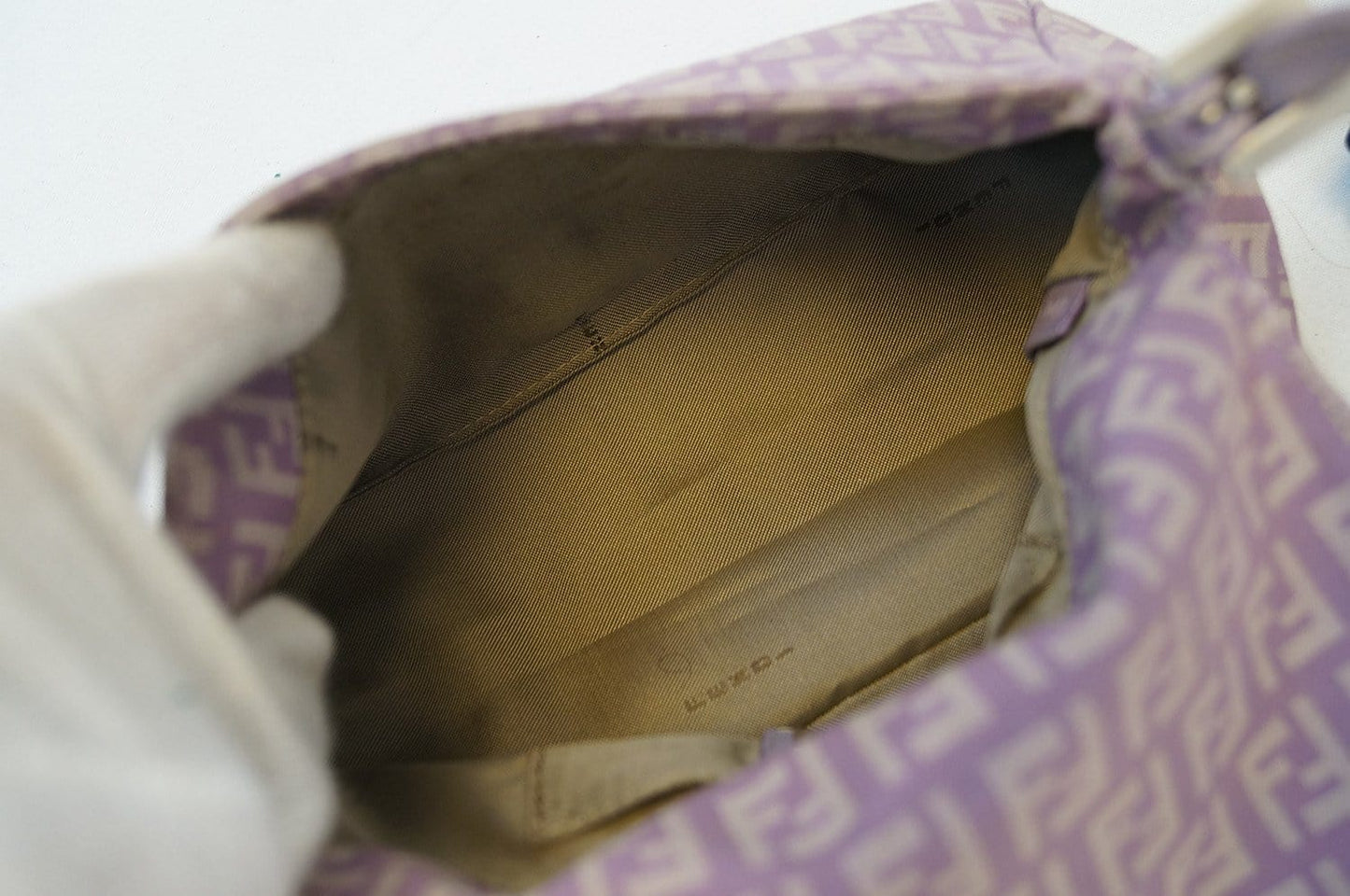 FENDI FF Zucchino Lilac Lavender Baguette Bag - Final Call