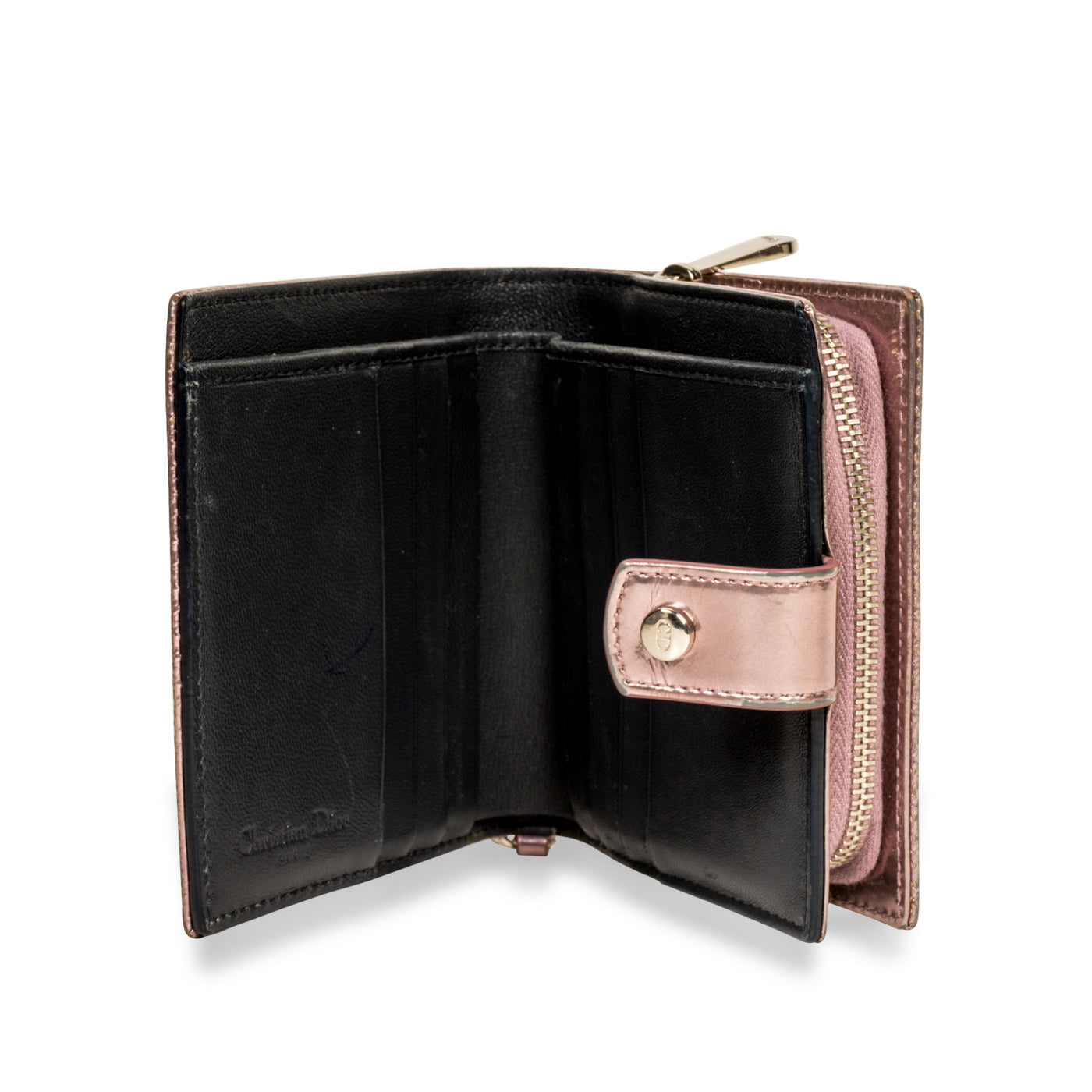 Christian Dior Cannage Metallic Wallet Pink