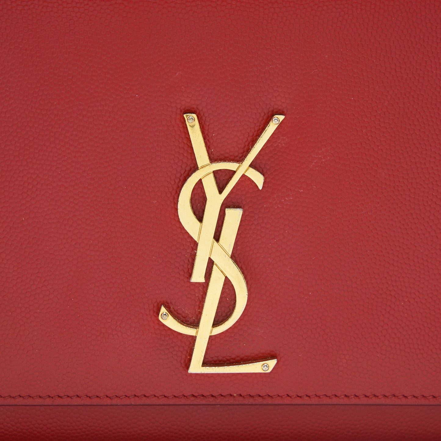 Saint Laurent /YSL Grained Calfskin Medium Kate Bag Red GHW