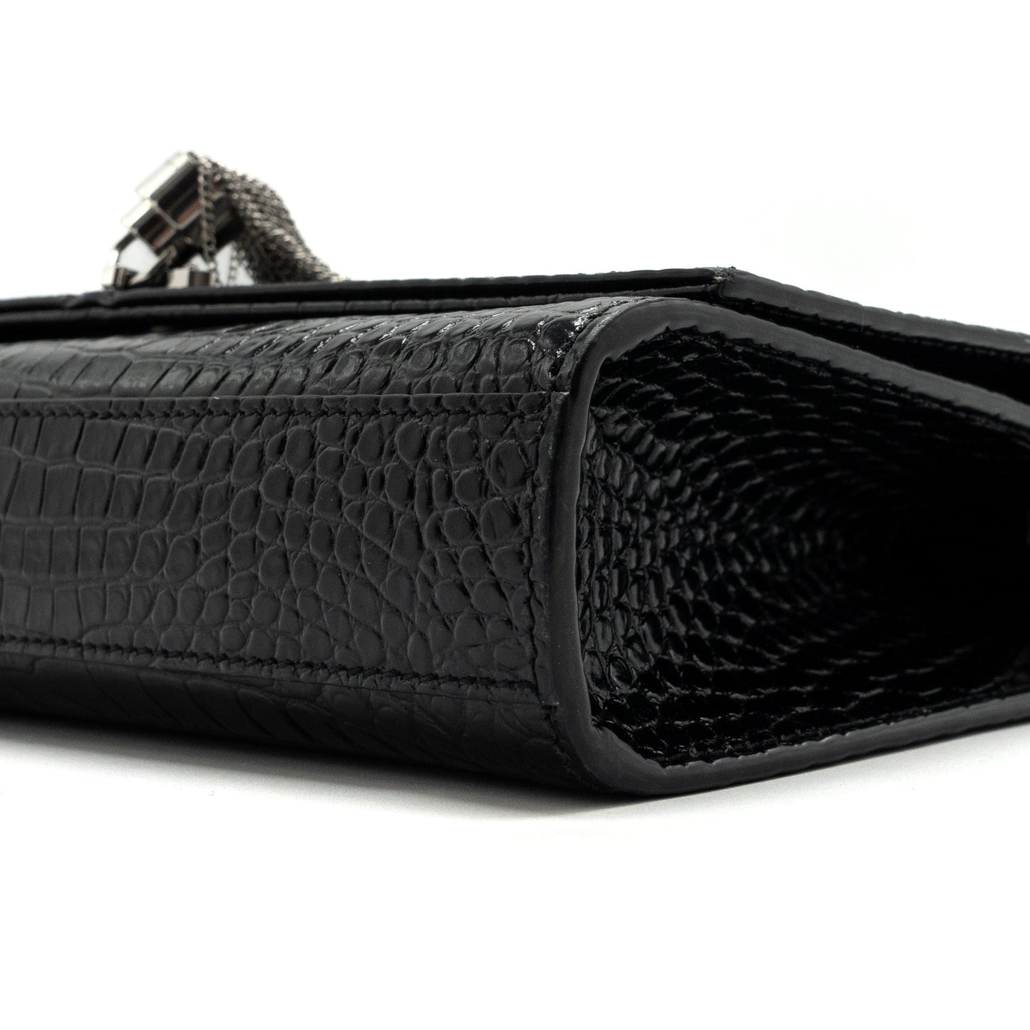 Saint Laurent/YSL Kate Tassel Croc-embossed calfskin Black SH