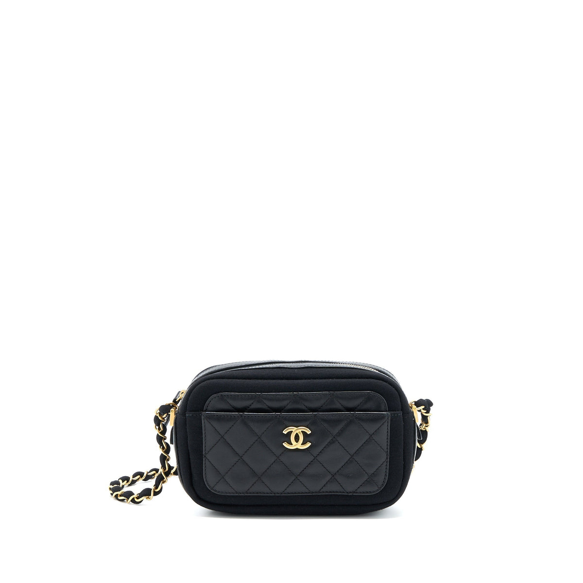 Chanel Camera Bag Leather/ Canvas Black GHW