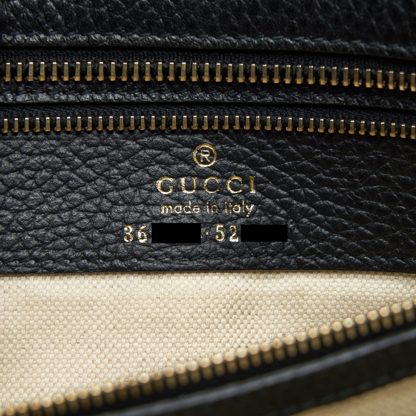 Gucci Grained calfskin Tote Bag Black with long strap