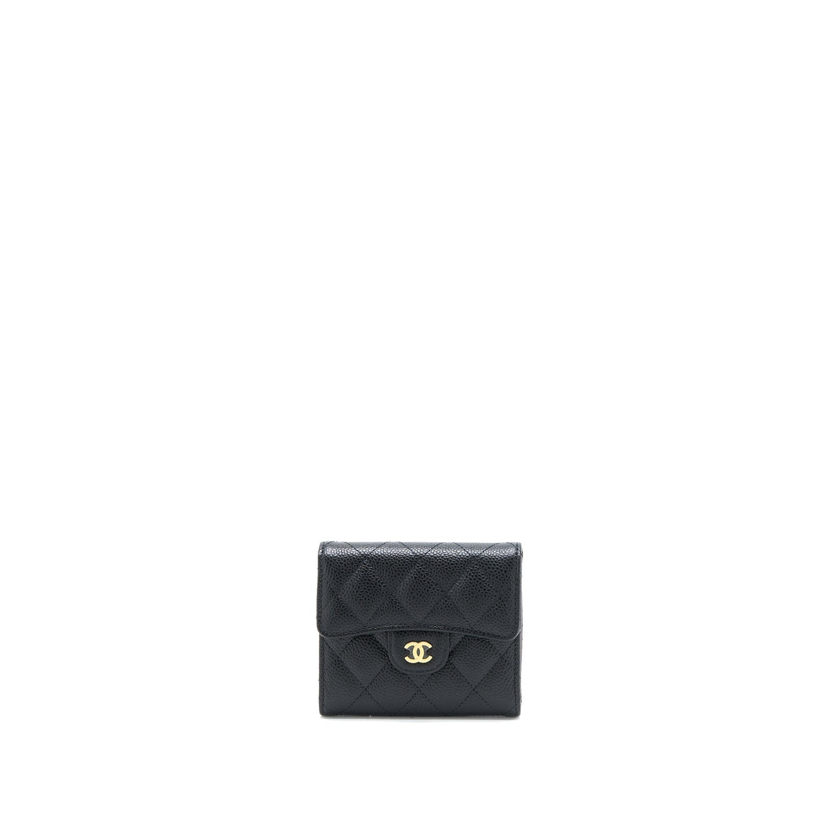 Chanel Classic Compact Wallet Caviar Black LGHW (Microchip)
