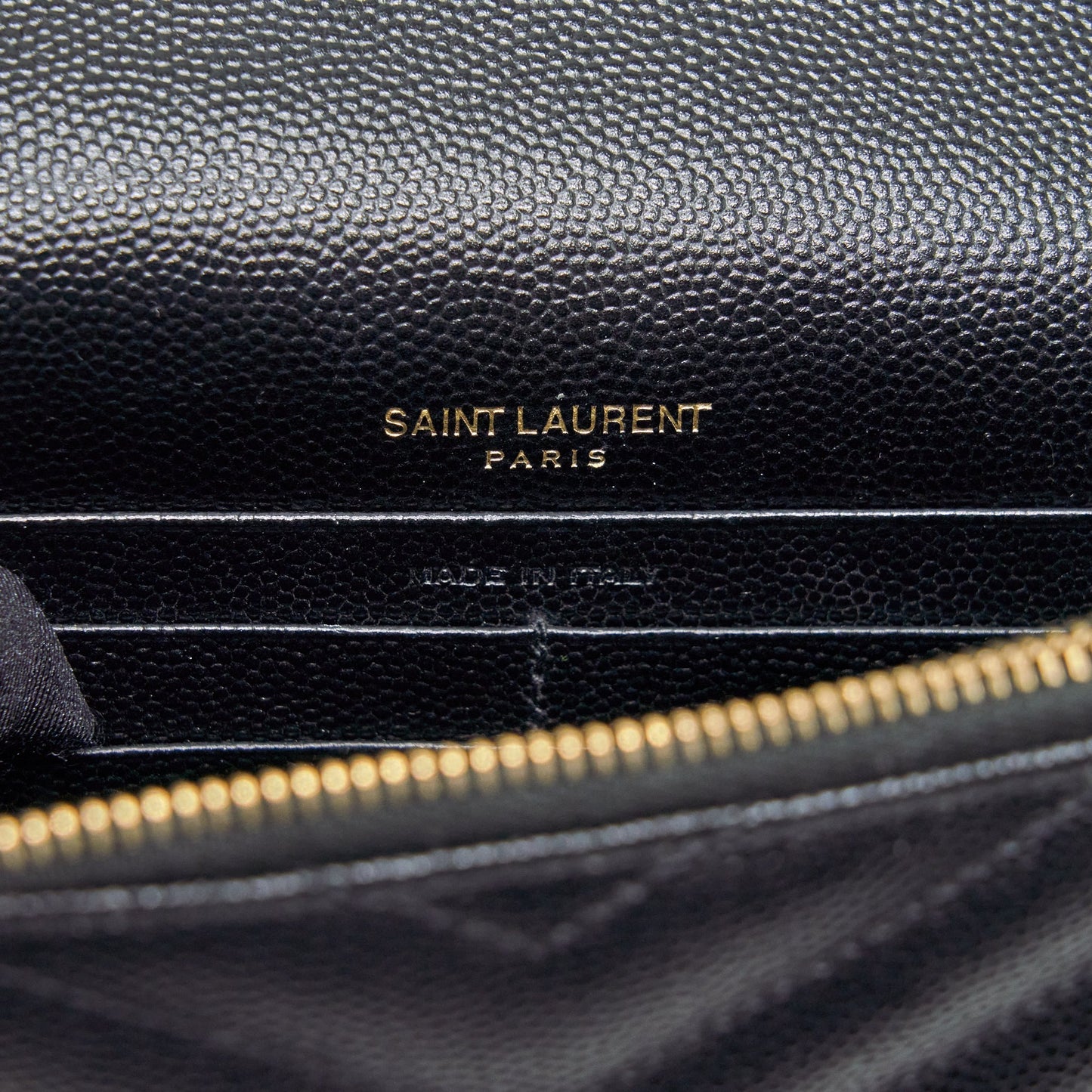 Saint Laurent/YSL Envelop Chain Wallet Caviar Black GHW