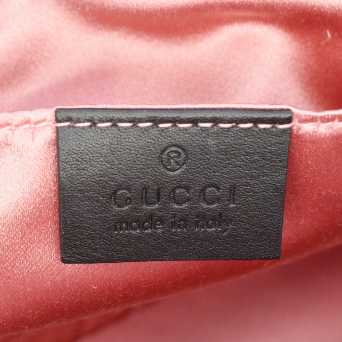 GUCCI GG Marmont Small Matelasse Deer Embroidered Velvet Camera Bag Black