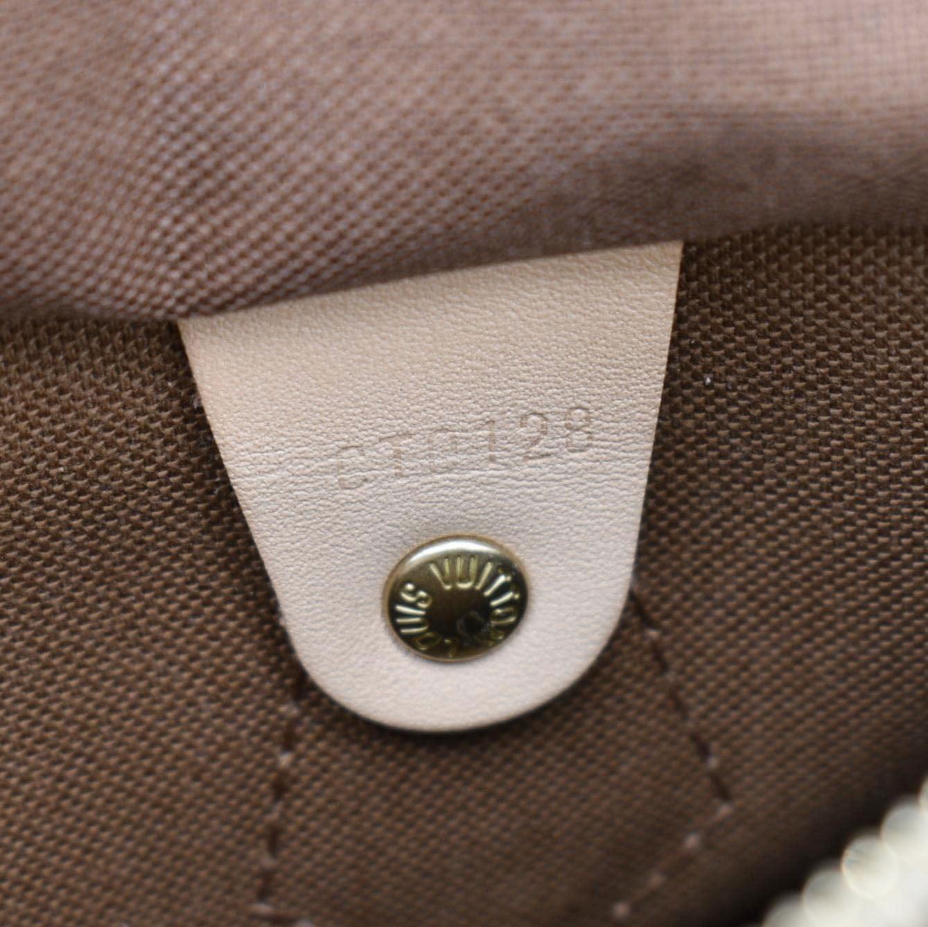 LOUIS VUITTON Speedy 30 Monogram Canvas Satchel Bag Brown