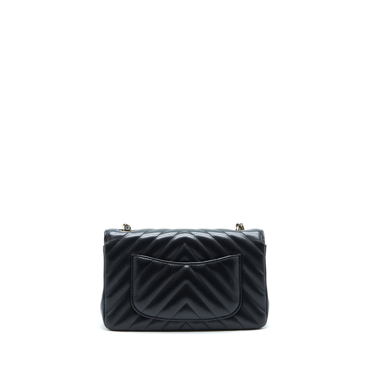 Chanel Chevron Mini Rectangular Flap Bag Lambskin Black LGHW