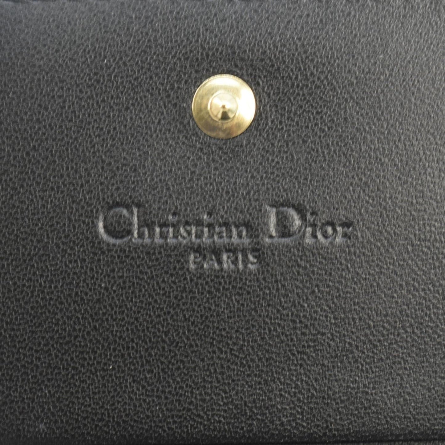 CHRISTIAN DIOR Lady Dior Gardenia Mini Cannage Lambskin Compact Wallet Black