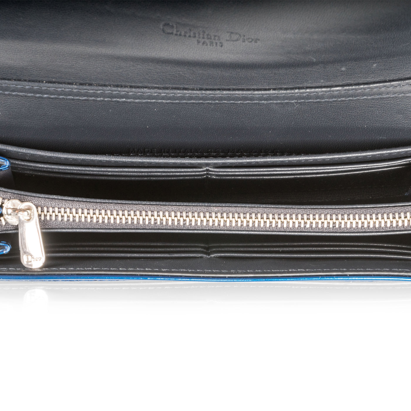 Christian Dior Cannage Metallic Wallet Blue