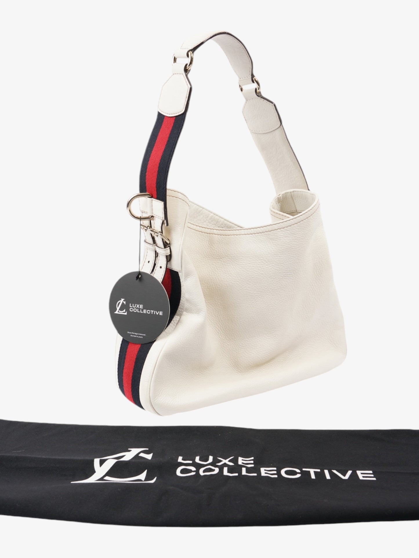 Gucci Heritage Hobo White / Navy Blue / Red Leather