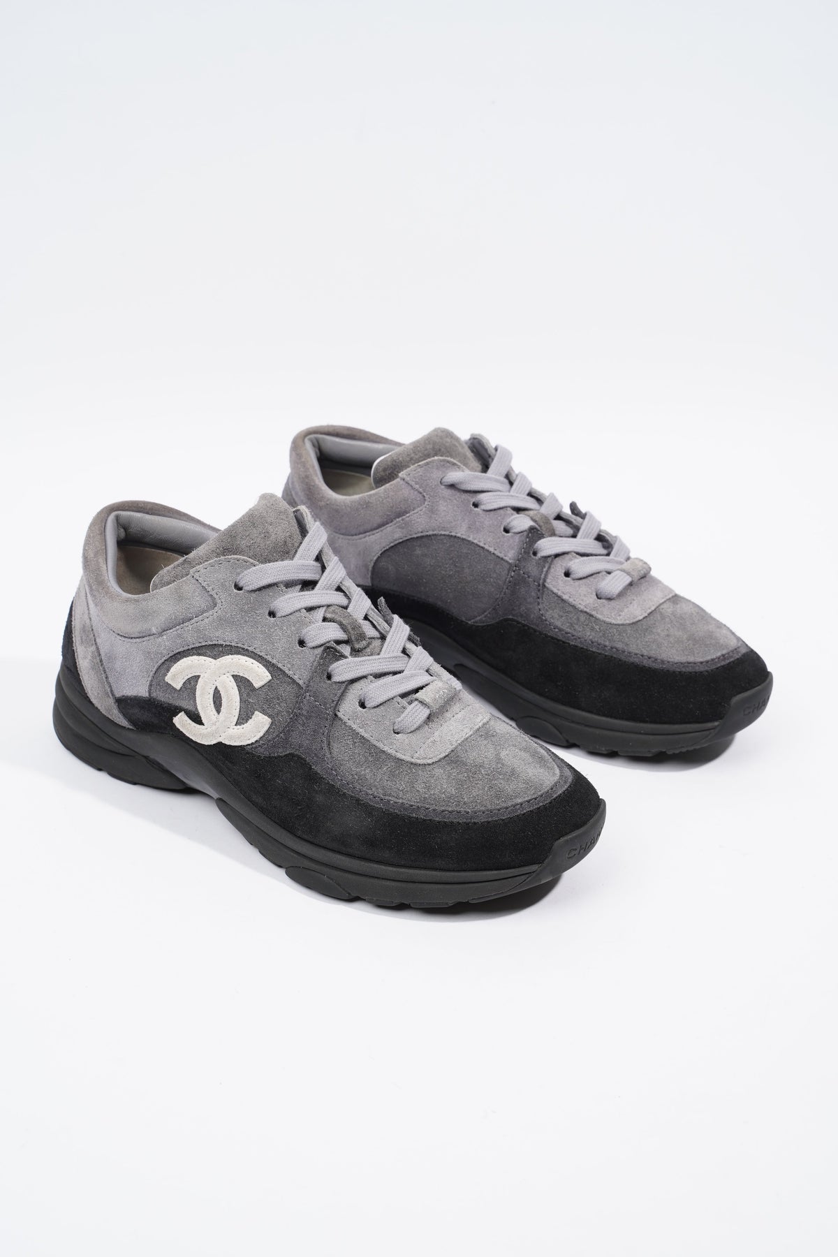 Chanel CC Runner Grey Black Suede EU 38 UK 5