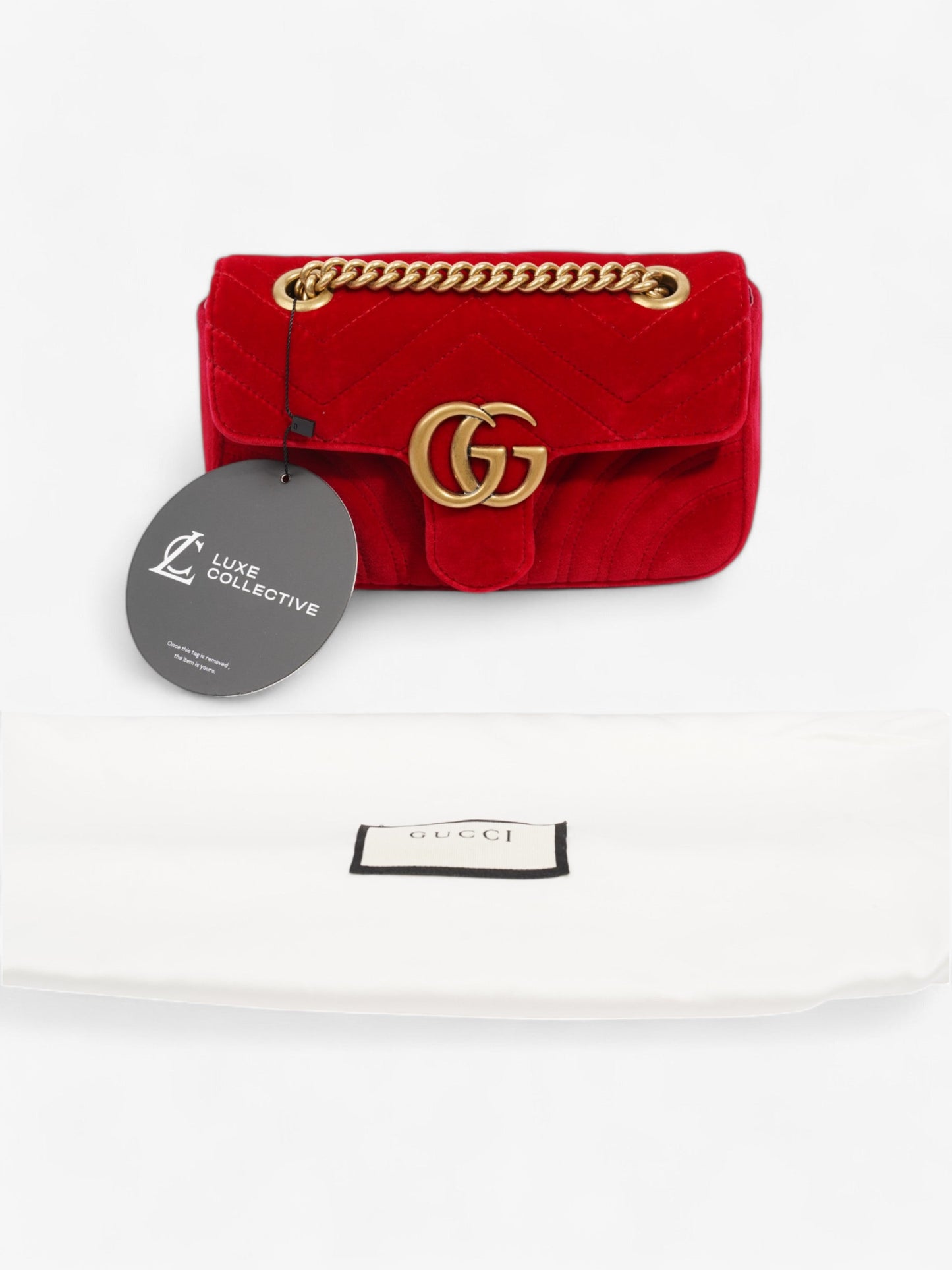 Gucci Marmont Flap Red Velvet Mini