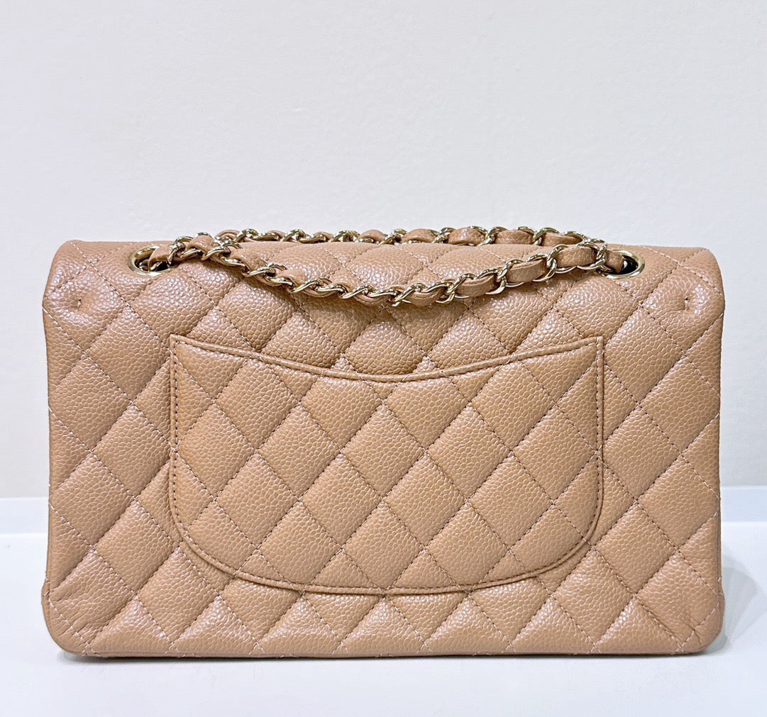 Chanel Flap Medium Quilted Beige Shoulder Bag