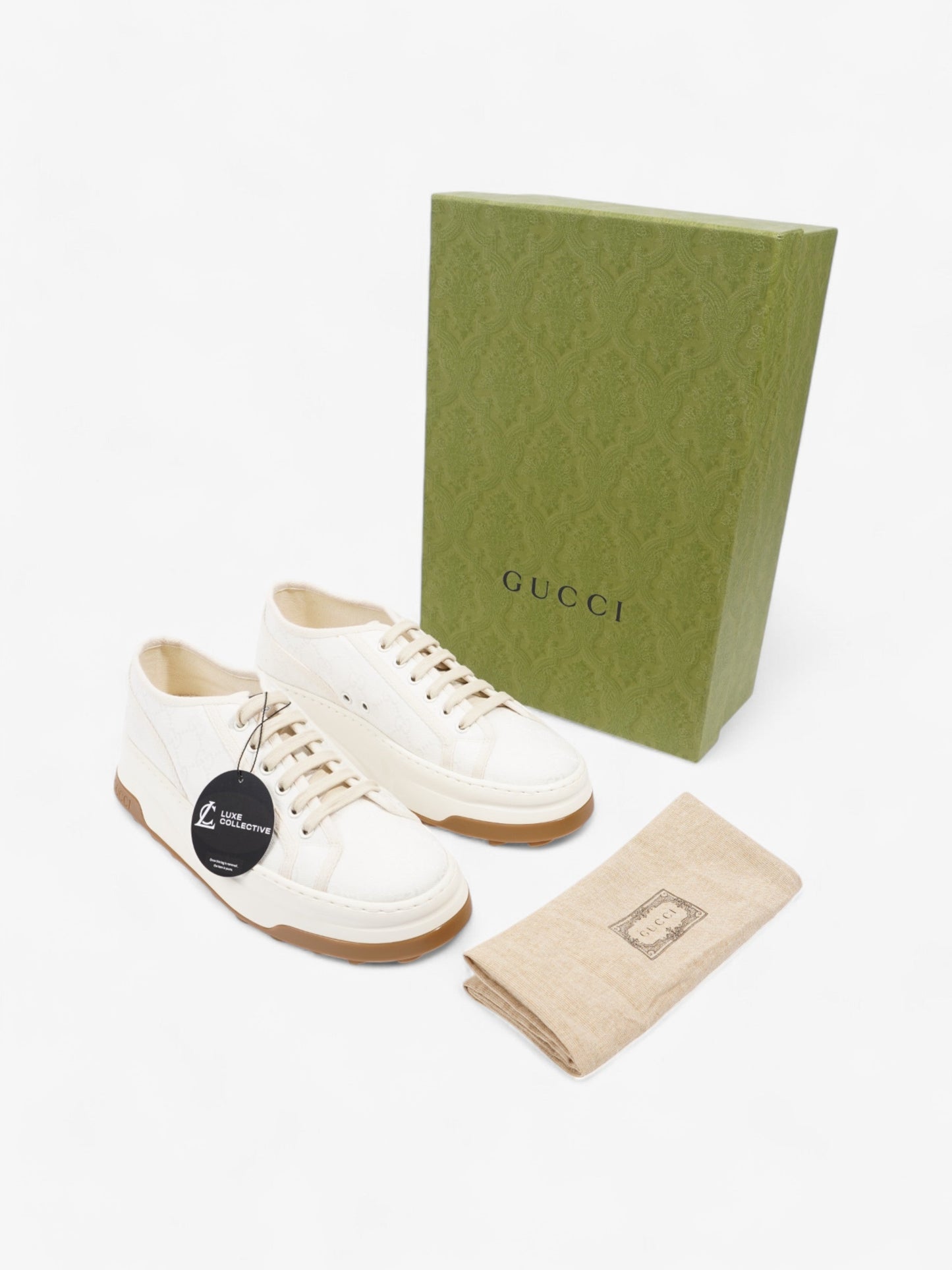 Gucci GG Tennis 1977 Platform Sneakers White / Cream Canvas EU 41 UK 7