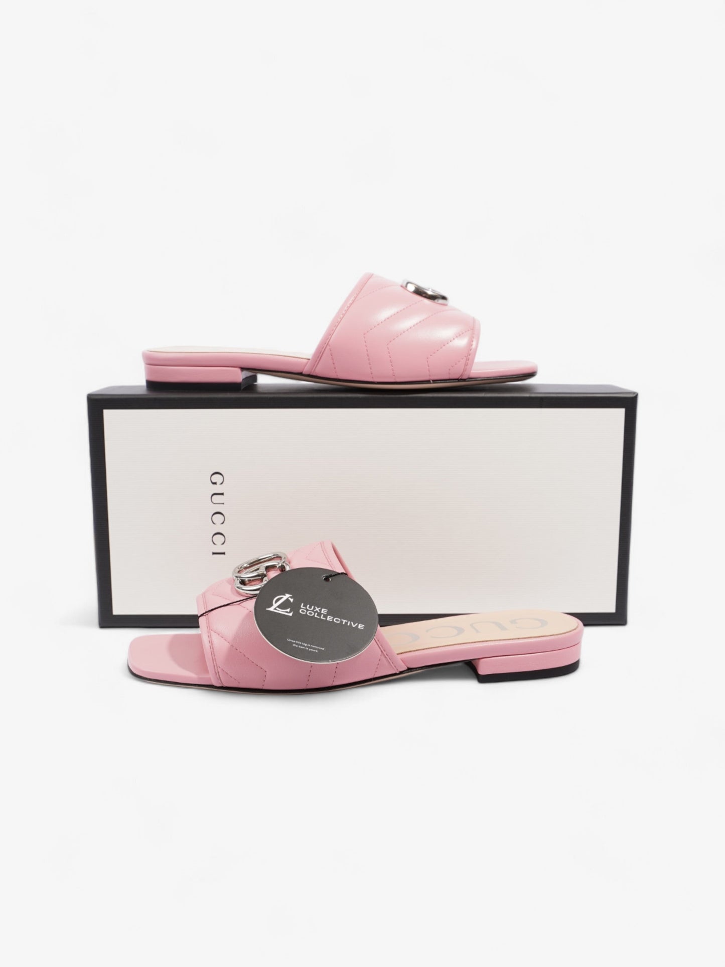 Gucci GG Marmont Slides Pink Matelasse Leather EU 36.5 UK 3.5