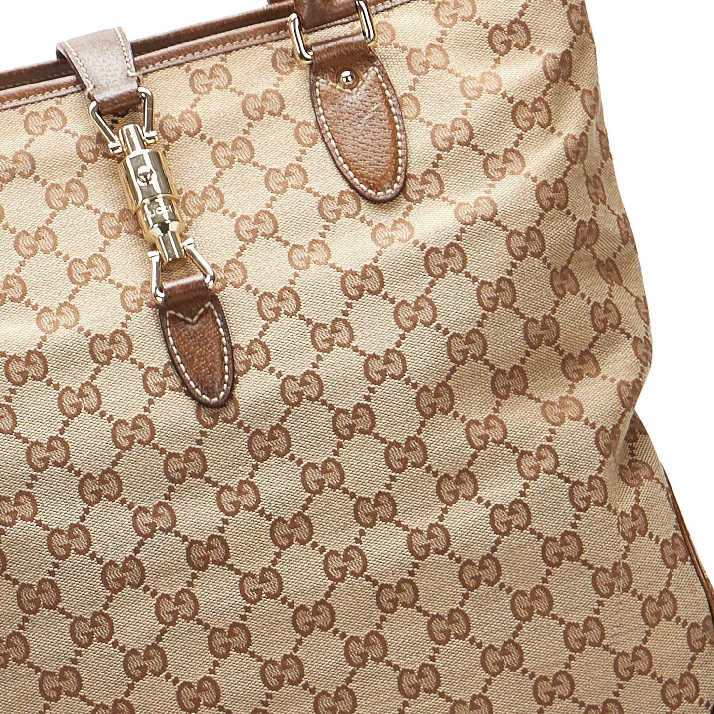 Gucci GG Canvas Jackie Piston Lock Tote (SHG-Bi3rMM)