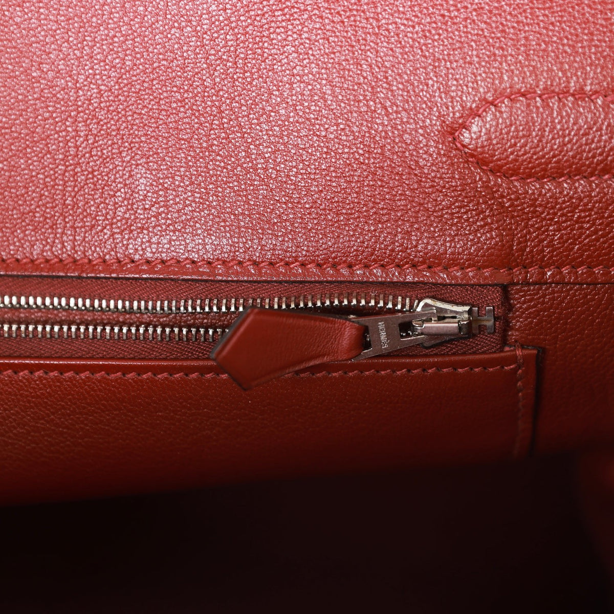 Pre-owned Hermes Birkin 35 Vibrato Rouge H Boxcalf Palladium Hardware