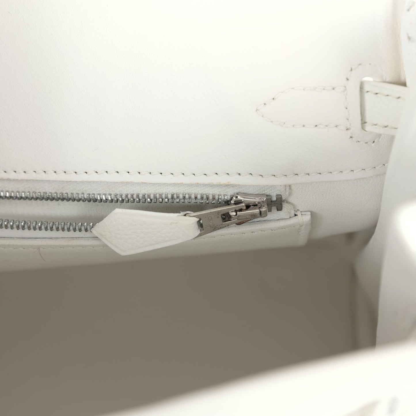 Pre-owned Hermes Birkin 25 White Epsom Palladium Hardware