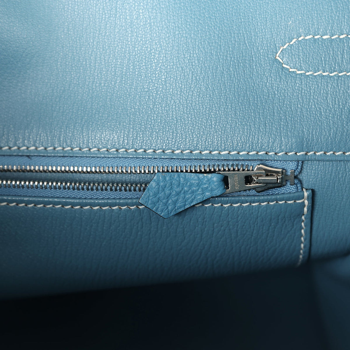 Pre-owned Hermes Birkin 35 Blue Jean Clemence Palladium Hardware
