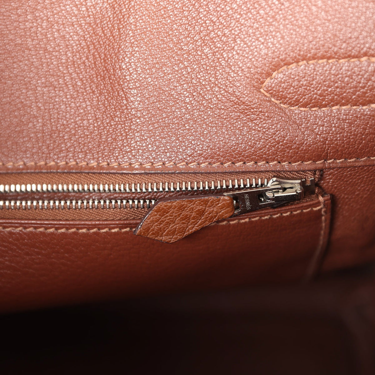 Pre-owned Hermes Birkin 30 Marron D'Inde Buffalo and Mosaique Canvas Palladium Hardware