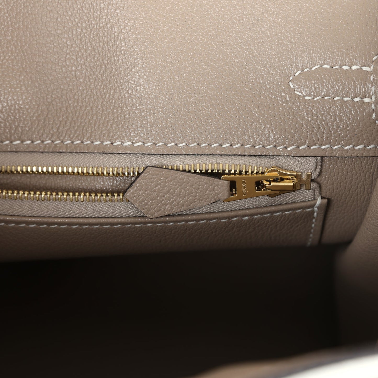 Hermes Special Order (HSS) Birkin 25 White and Gris Tourterelle Clemence Gold Hardware