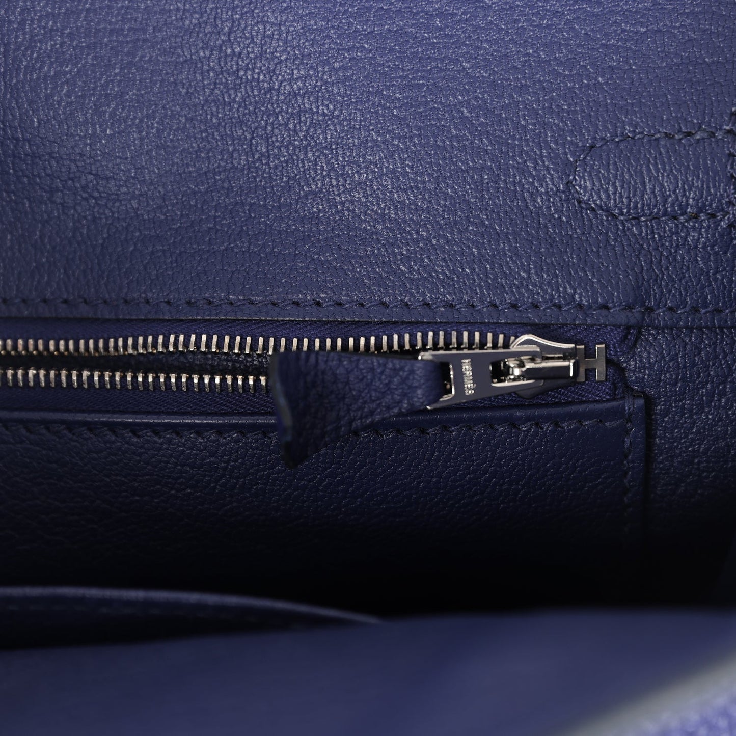 Pre-owned Hermes Birkin 25 Touch Bleu Encre Togo and Shiny Niloticus Crocodile Palladium Hardware