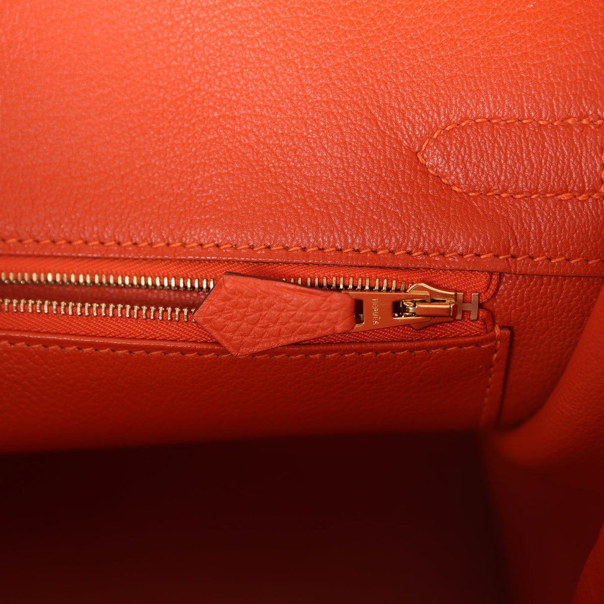Pre-owned Hermes Birkin 30 Feu Togo Gold Hardware