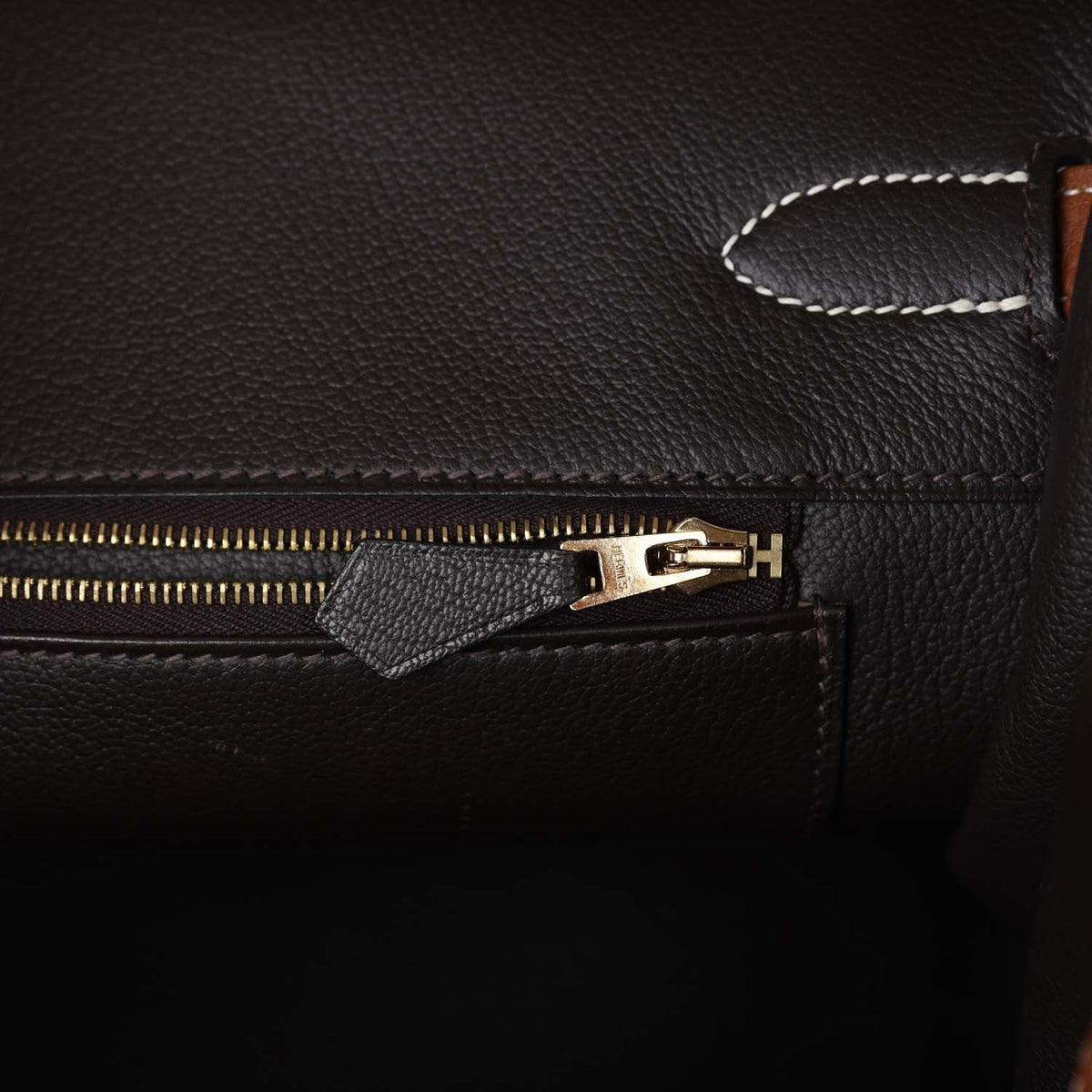 Pre-owned Hermes Special Order (HSS) Birkin 35 Gold and Macassar Togo Gold Hardware