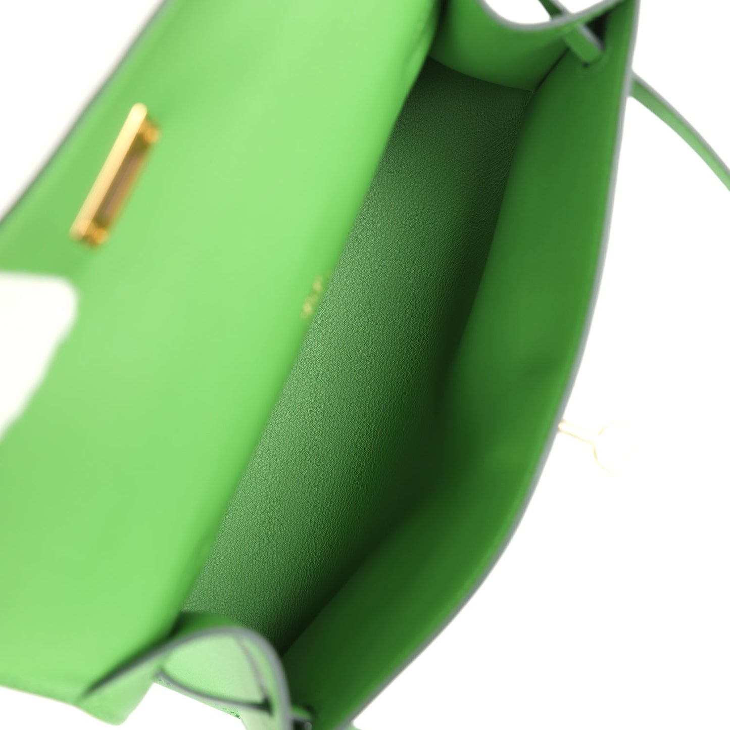 Hermes Kelly Pochette Vert Yucca Swift Gold Hardware