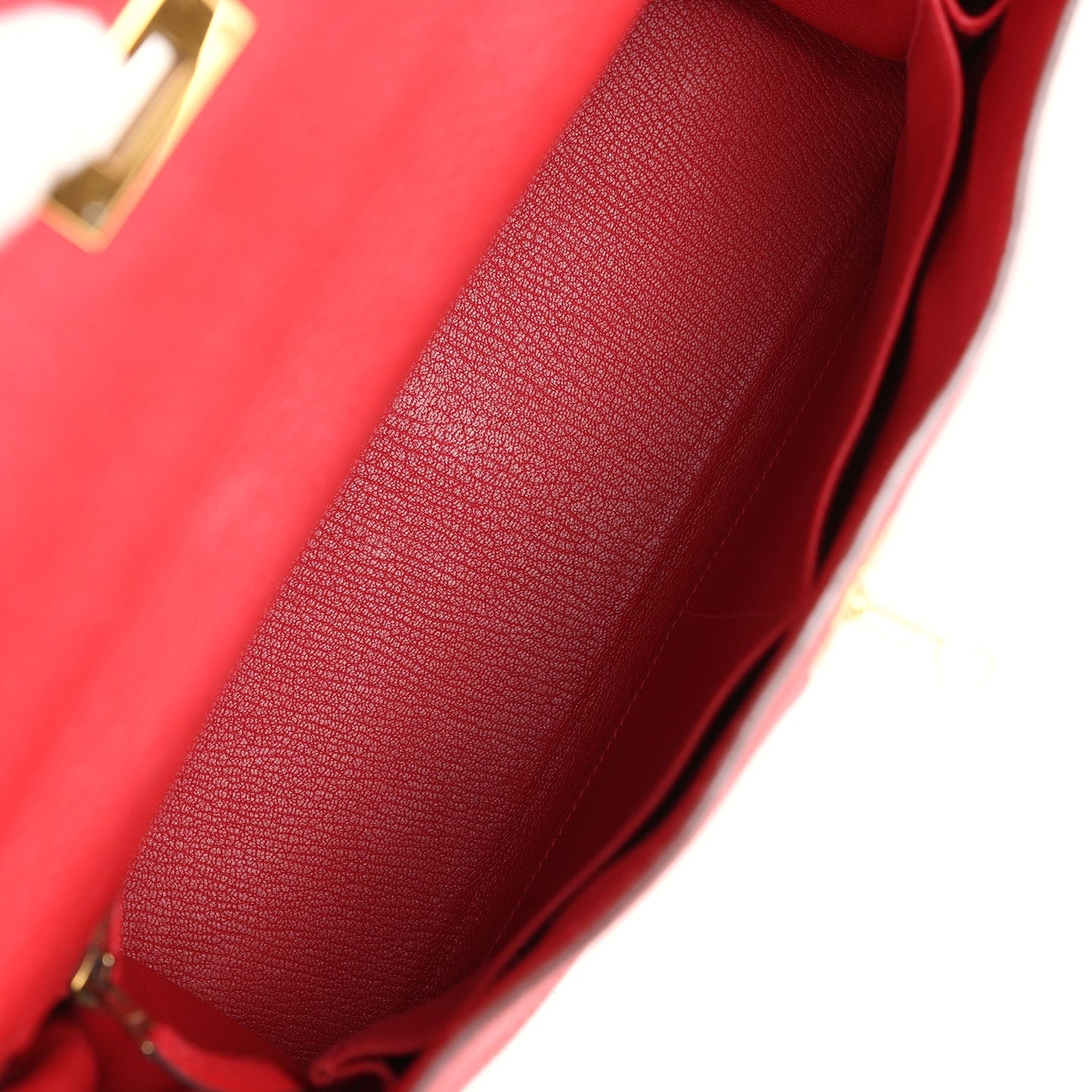 Pre-owned Hermes Kelly Retourne 32 Vermillion Clemence Gold Hardware