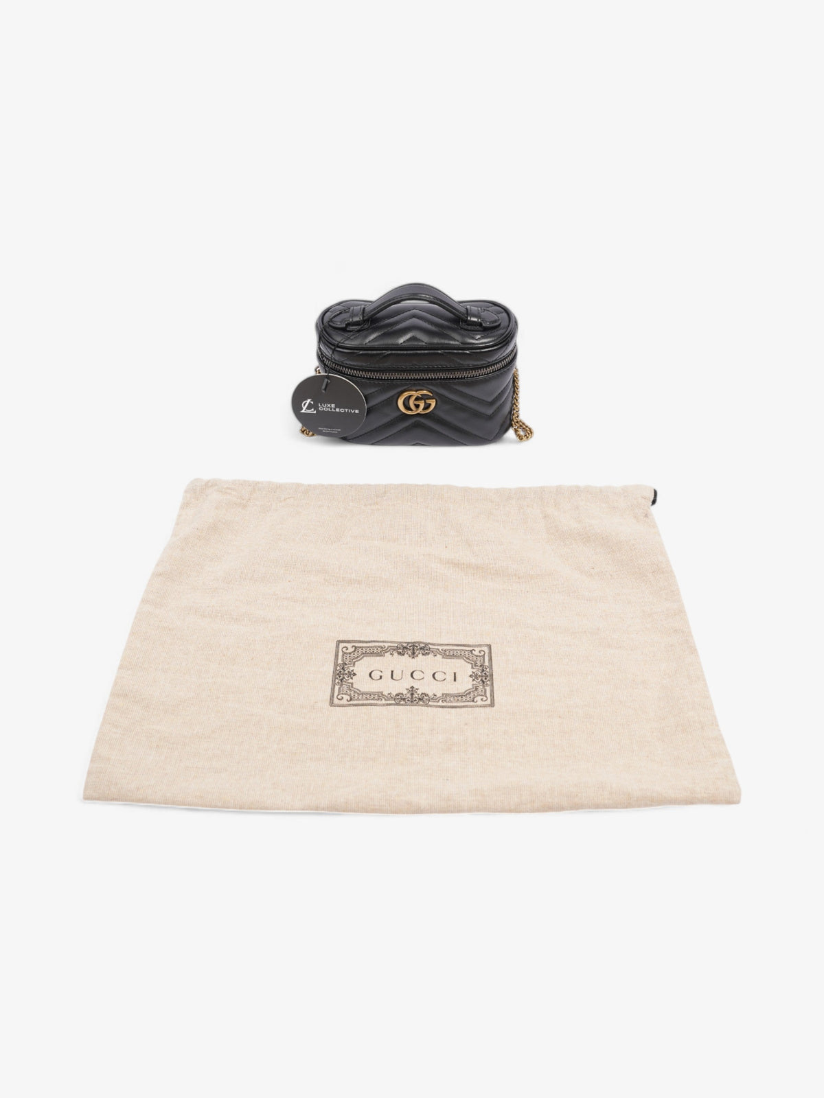 Gucci GG Marmont Top Handle Bag Black Matelasse Leather Mini