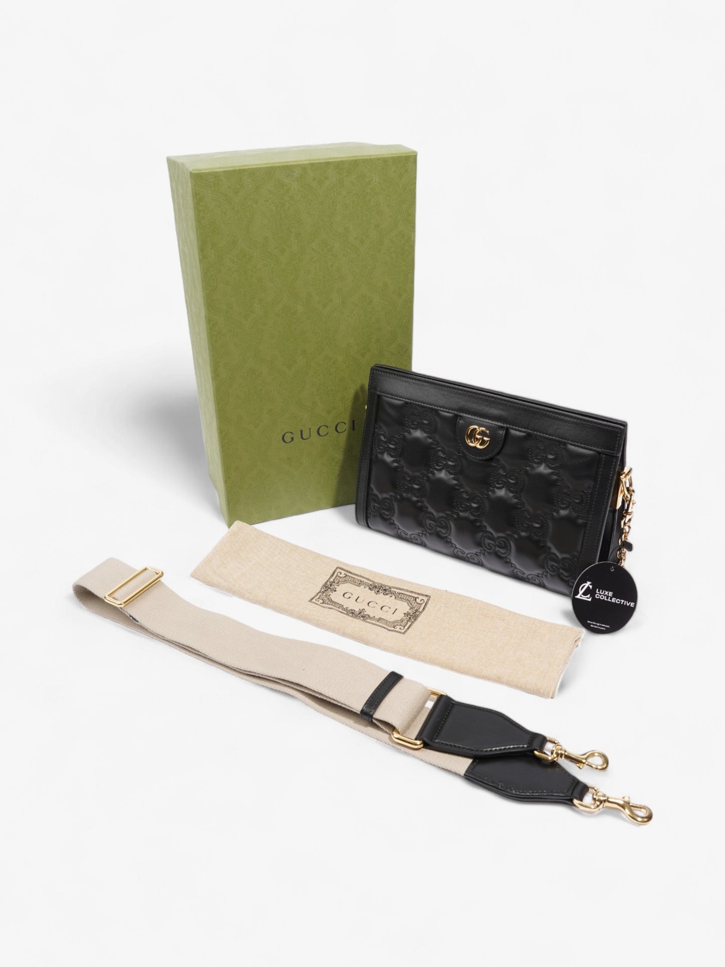 Gucci GG Shoulder Bag Black Matelasse Leather Small