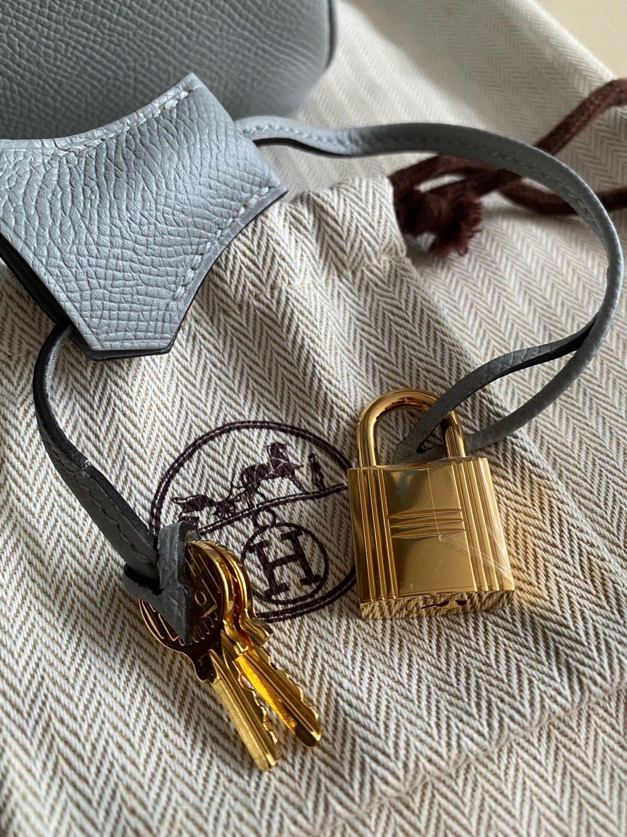 Pre-owned Certified Hermes Birkin 30 Bleu Glacier 8U Epsom Leather Golden Hardware, 2016 (X), w/ Full Set - box, dust bag, lock&key