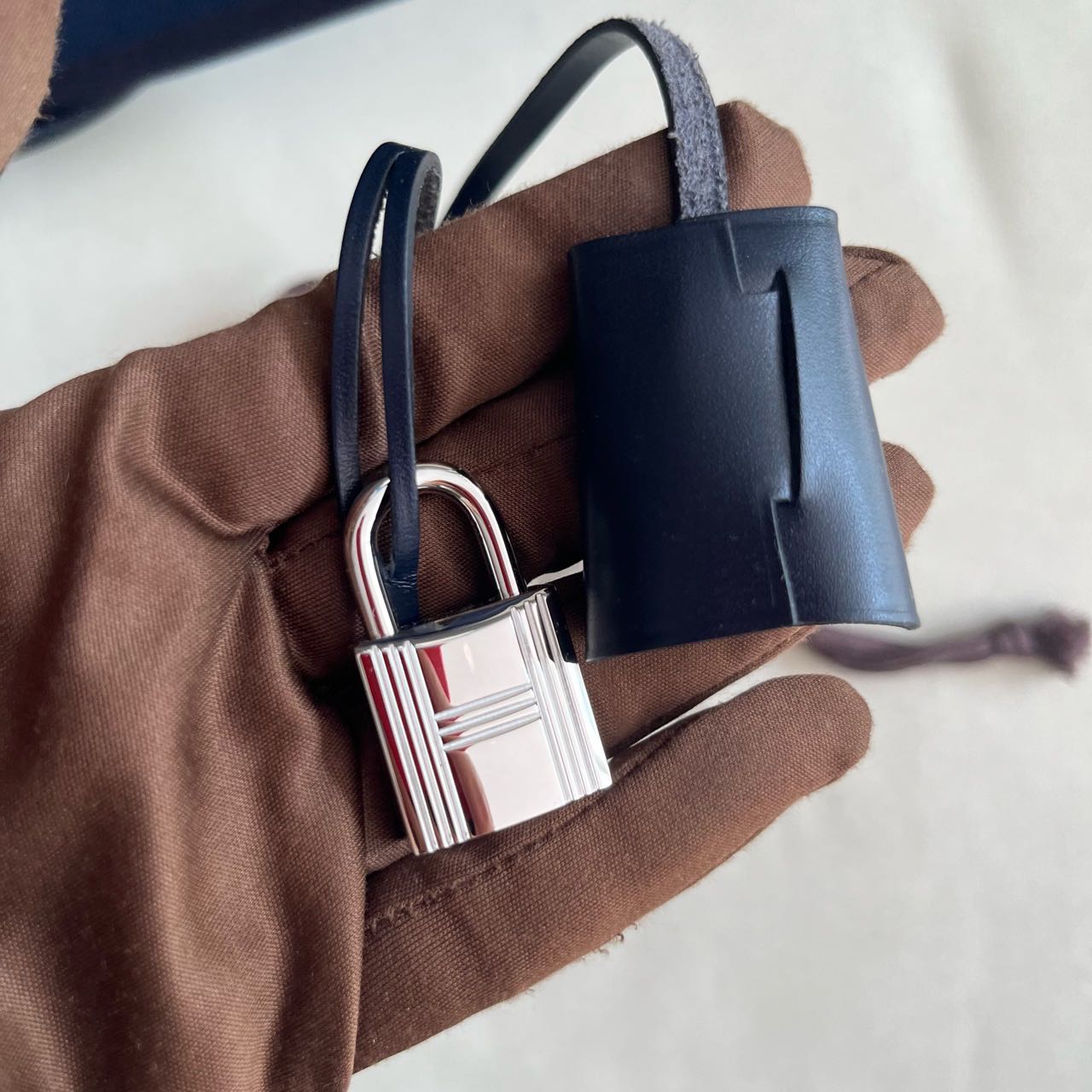 Pre-owned Certified Hermes Herbag Messenger 39 Dark Blue Canvas with Calfskin Silver hw, 2023 (B), w/ dust bag, lock&key