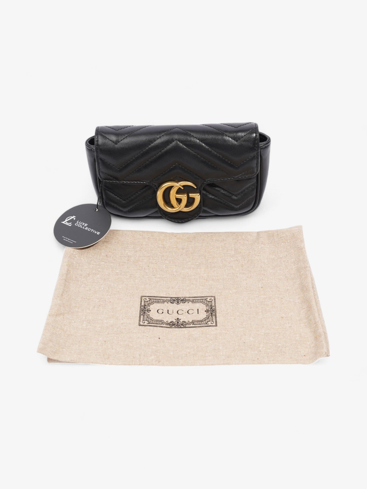 Gucci GG Marmont Black Matelasse Leather Super Mini