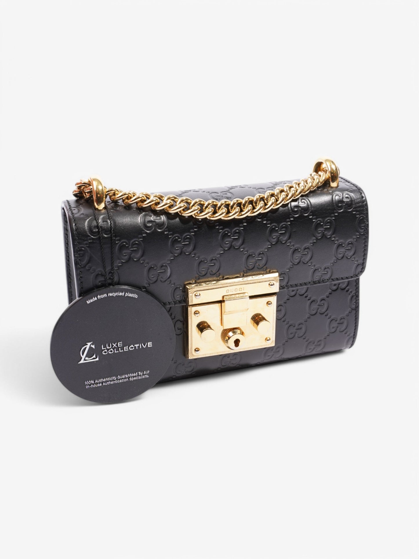 Gucci Padlock Shoulder Bag Black Leather Small