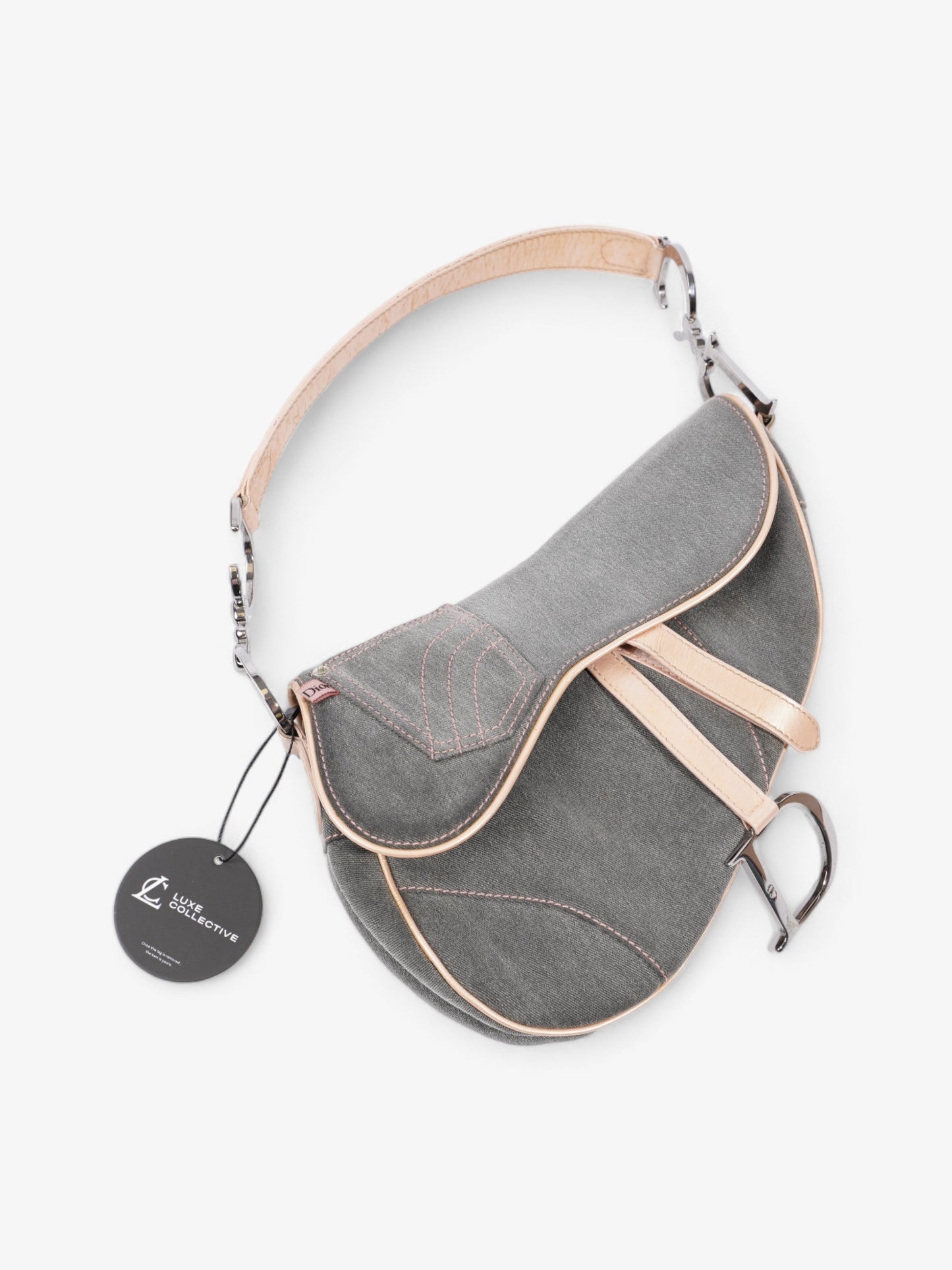 Christian Dior Saddle Grey / Pale Pink Denim
