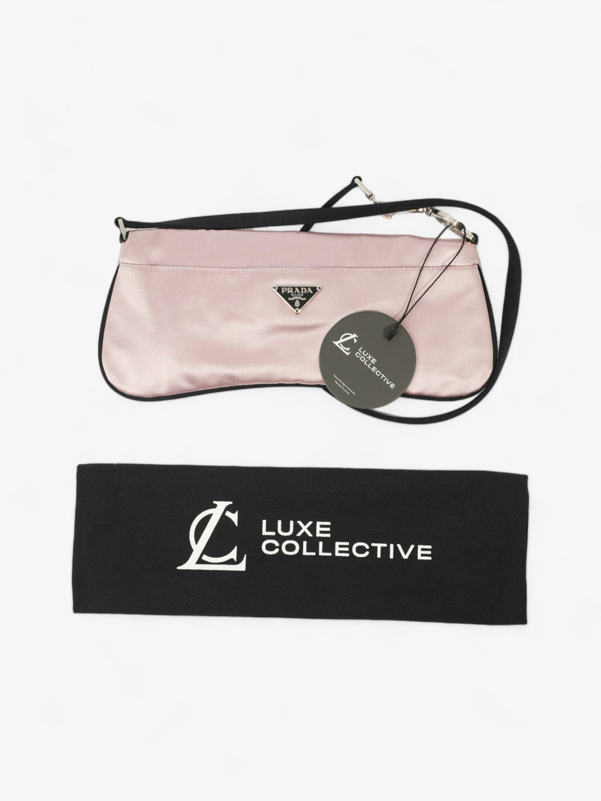 Prada Flap Pouch Pink / Black Satin