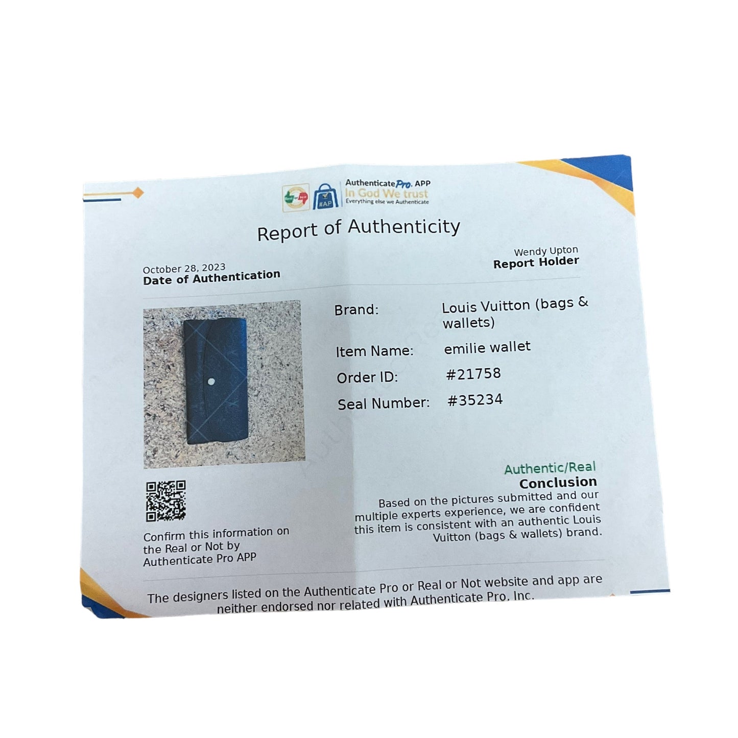 Wallet Luxury Designer By Louis Vuitton Size: Large