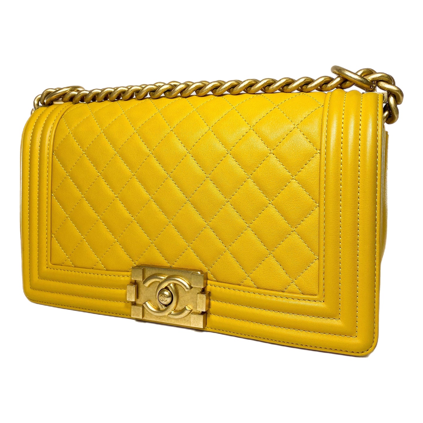 Chanel Mustard Old Medium Boy Bag