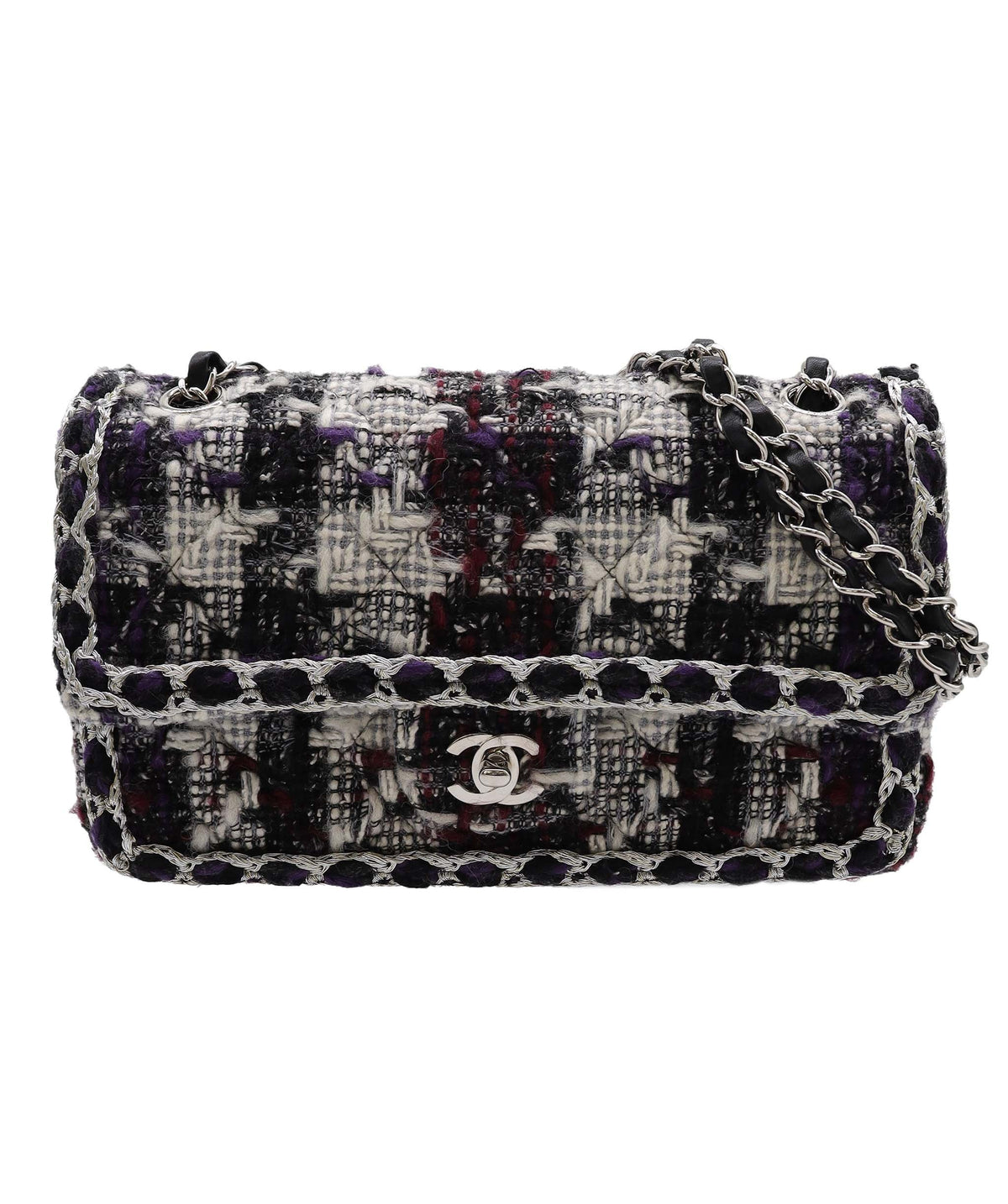 CHANEL CHAIN SHOULDER BAG TWEED LEATHER DXBS3477
