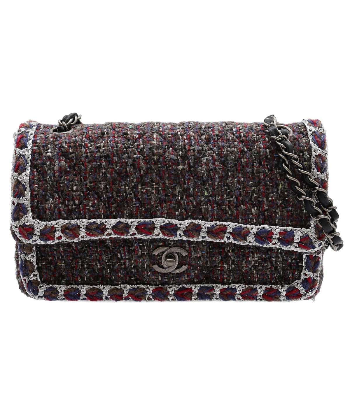 CHANEL CHAIN SHOULDER BAG TWEED LEATHER DXBS3476