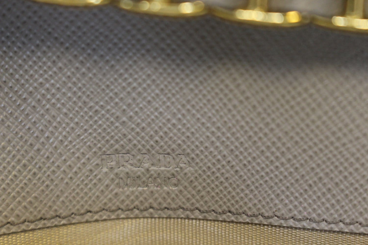 PRADA Marmo Saffiano Metal Leather Chain Clutch Bag