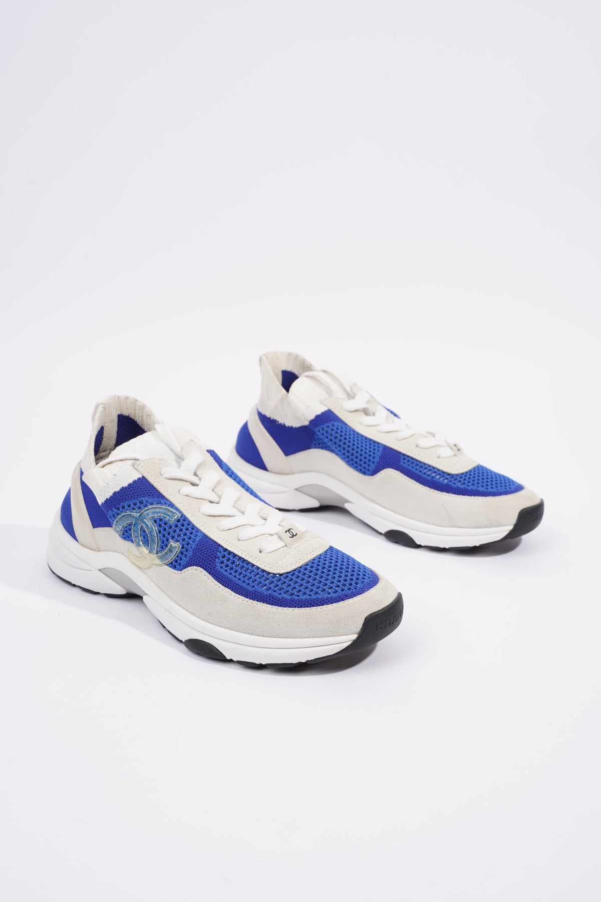 Chanel CC Logo Sneaker Blue White Suede EU 38 UK 5