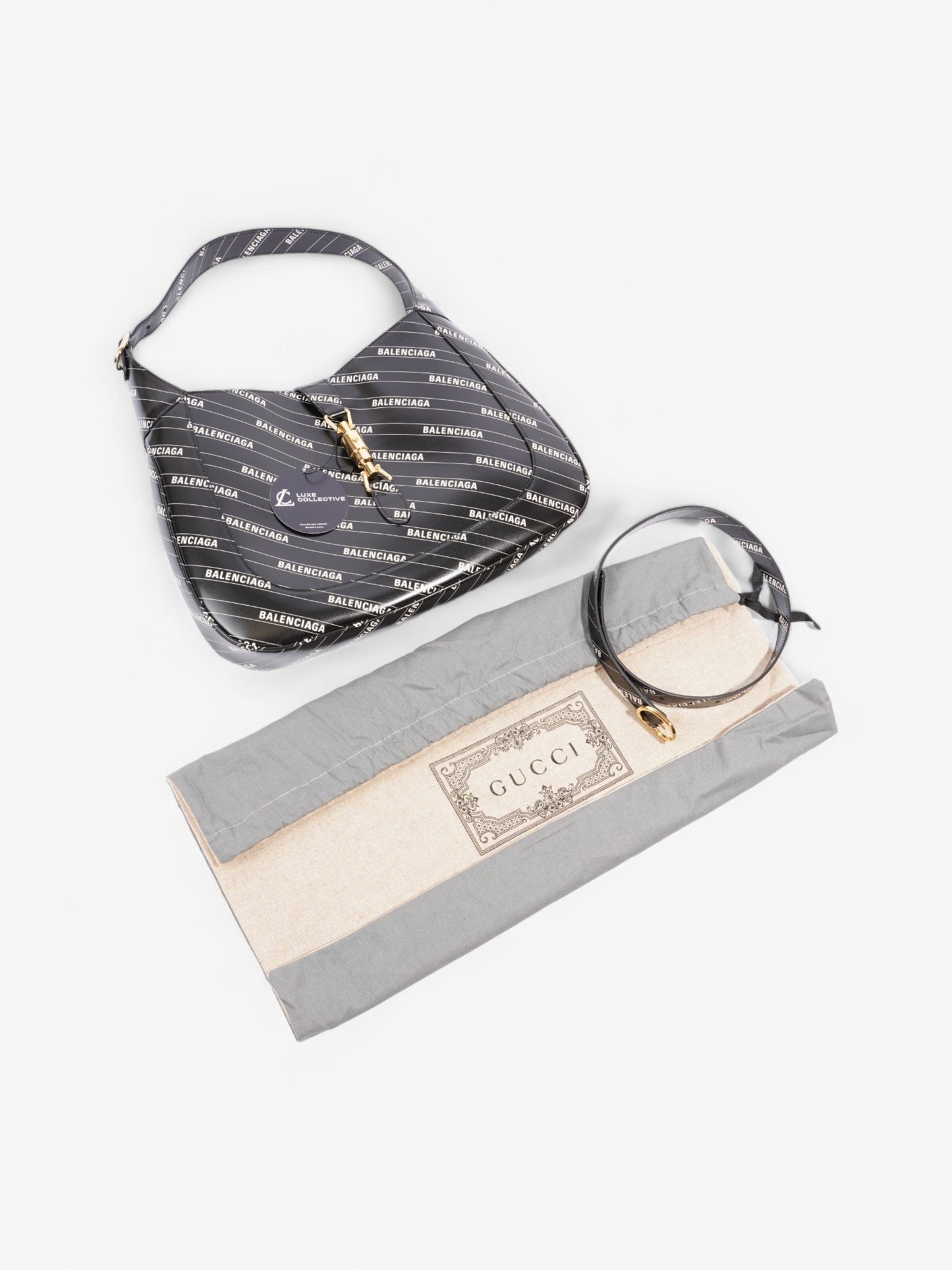 Gucci Gucci x Balenciaga Jackie Black / White Leather Medium