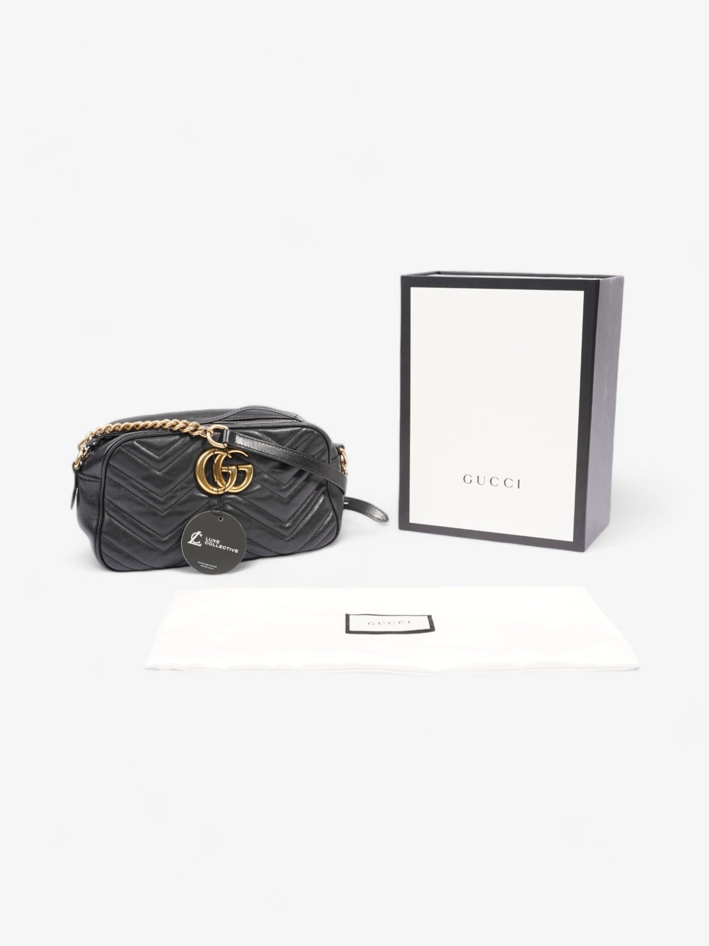 Gucci Marmont Zip Black Matelasse Leather Small