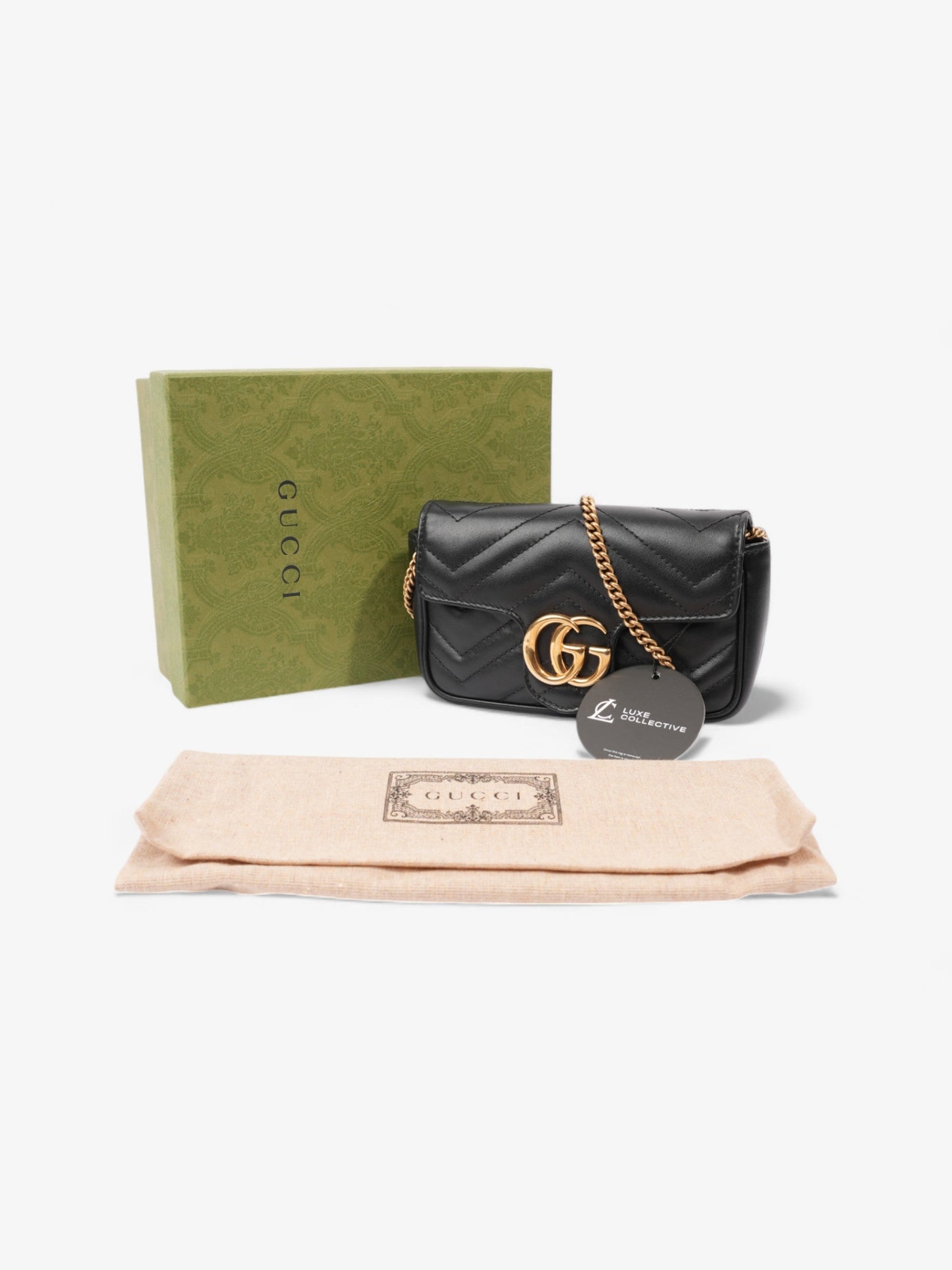 Gucci GG Marmont Black Matelasse Leather Super Mini